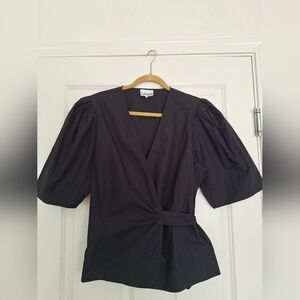 Ganni Elegant‎ Black Puff Sleeve Blouse Size 48